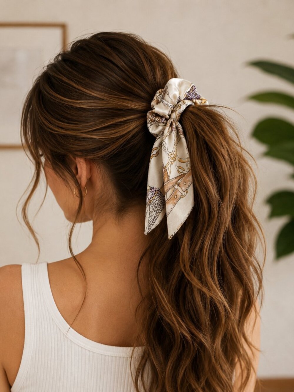 Upcycled bag scarf Ribbon Scrunchie